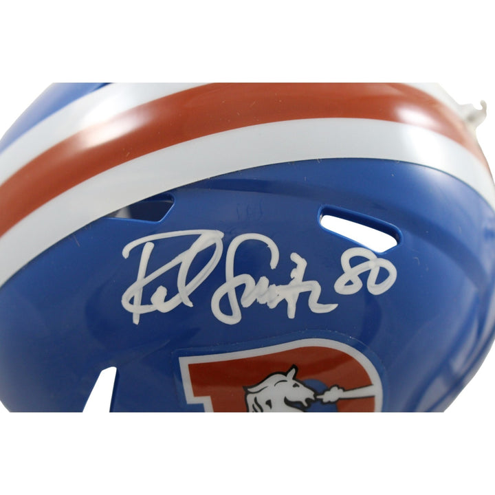 Rod Smith Autographed Denver Broncos TB 75-96 Mini Helmet Beckett Witness 56378