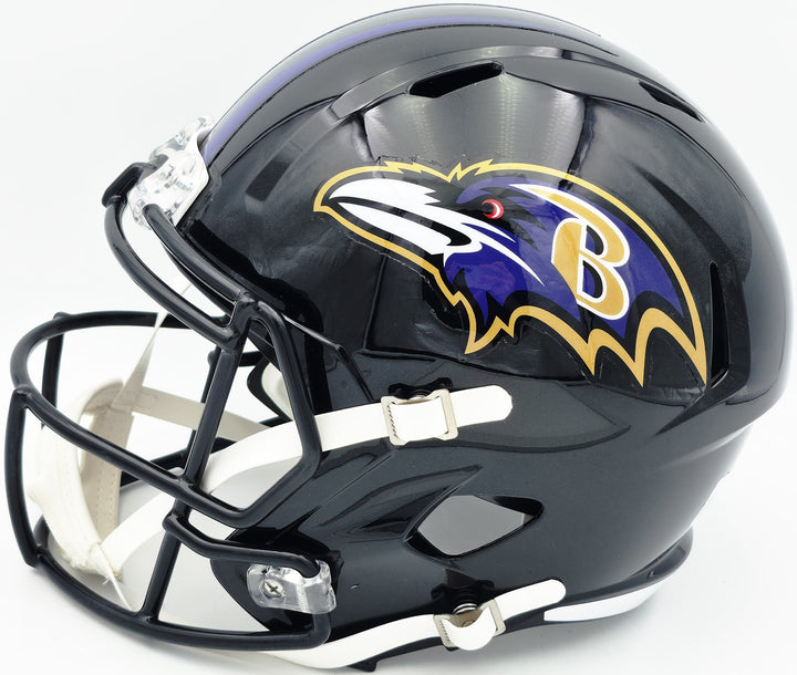 Terrell Suggs Signed Ravens Black Full Size Speed Replica Helmet Beckett Witness