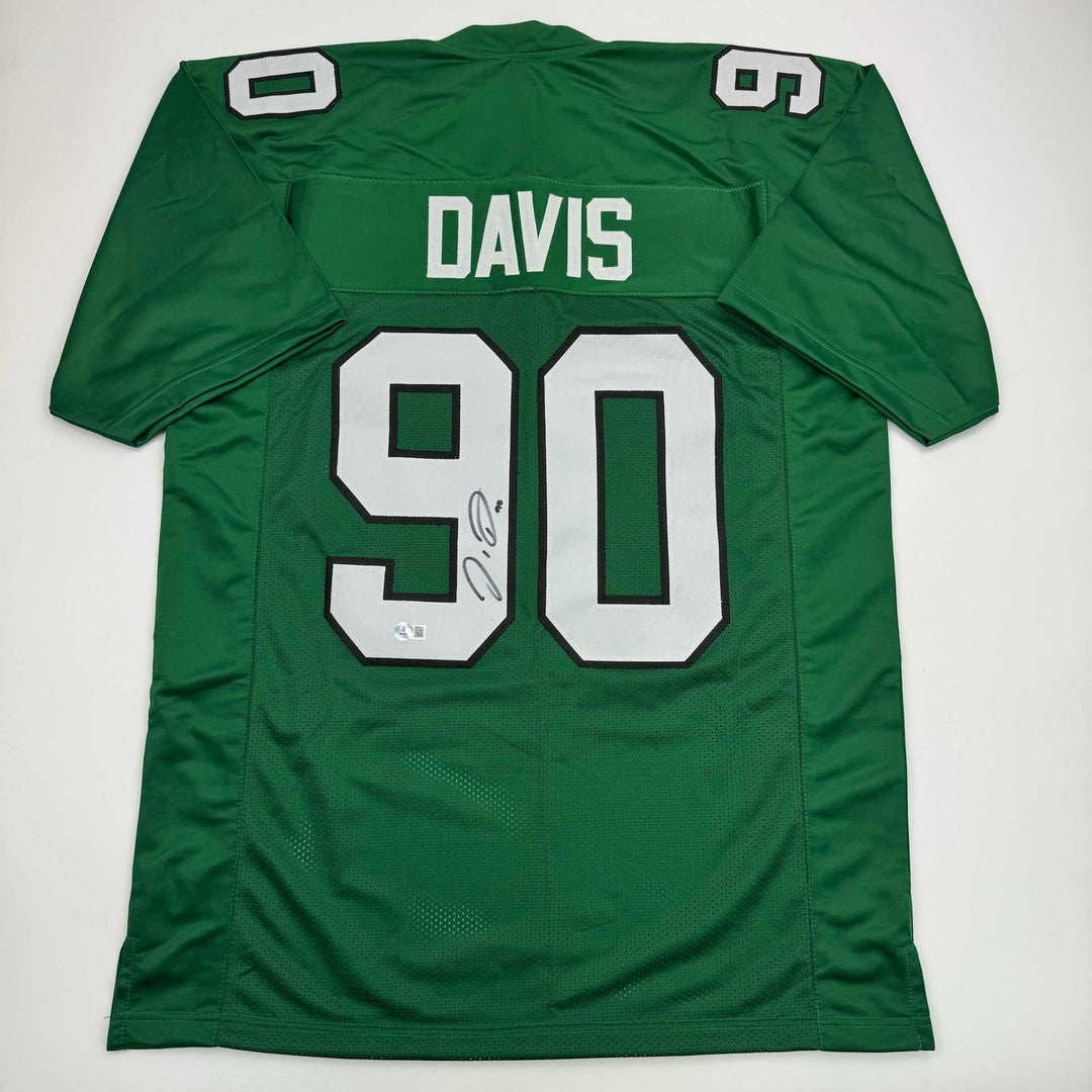 Autographed/Signed Jordan Davis Philadelphia Kelly Green Jersey BAS COA