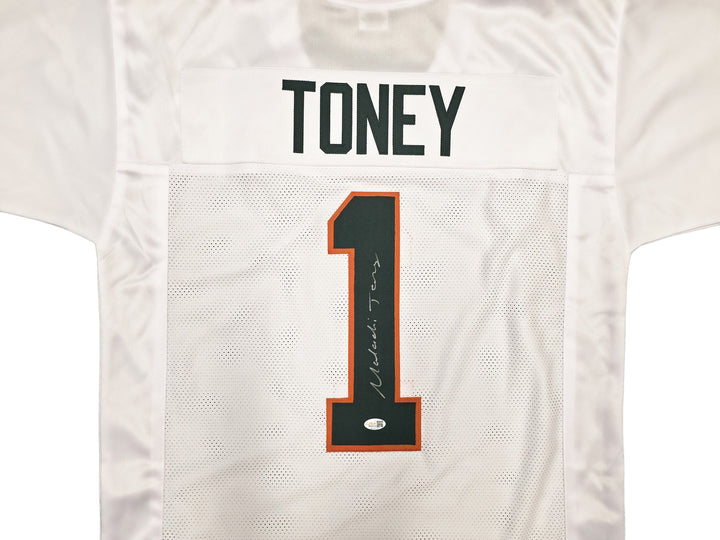 Miami Hurricanes Malachi Toney Signed White Jersey JSA Witness
