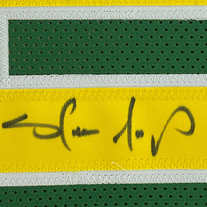 FRAMED Autographed/Signed SHAWN KEMP 33x42 Seattle Green Jersey JSA COA Auto
