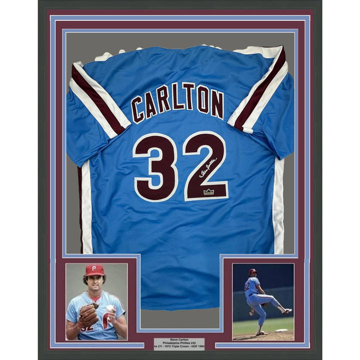 Framed Facsimile Autographed Steve Carlton 35x39 Philadelphia Reprint Jersey