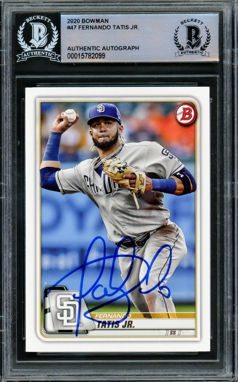 Fernando Tatis Jr. Signed 2020 Bowman Card #47 San Diego Padres Beckett