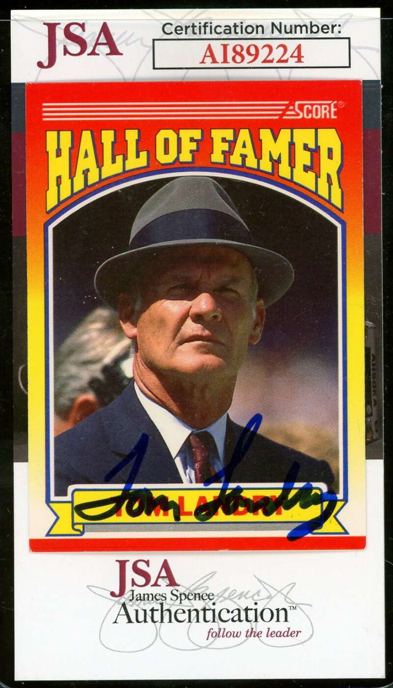 Tom Landry JSA Coa Signed 1990 Score Autograph