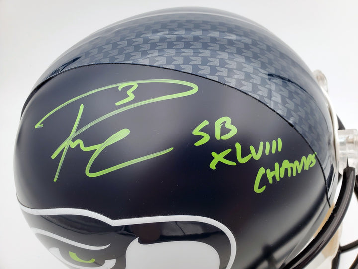 Russell Wilson Signed Seahawks SB Full Size Replica Helmet In Green RW Holo