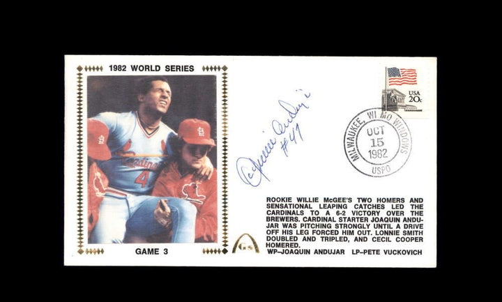 Joaquin Andujar PSA DNA Signed 1982 First Day Cover Cache FDC 1982 World Series