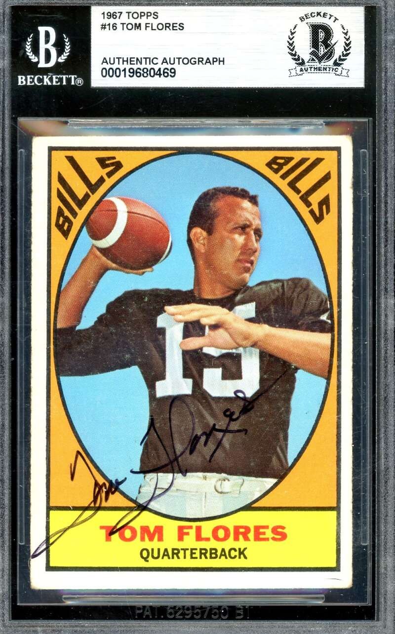 Tom Flores Beckett BAS Signed 1967 Topps Autograph Raiders
