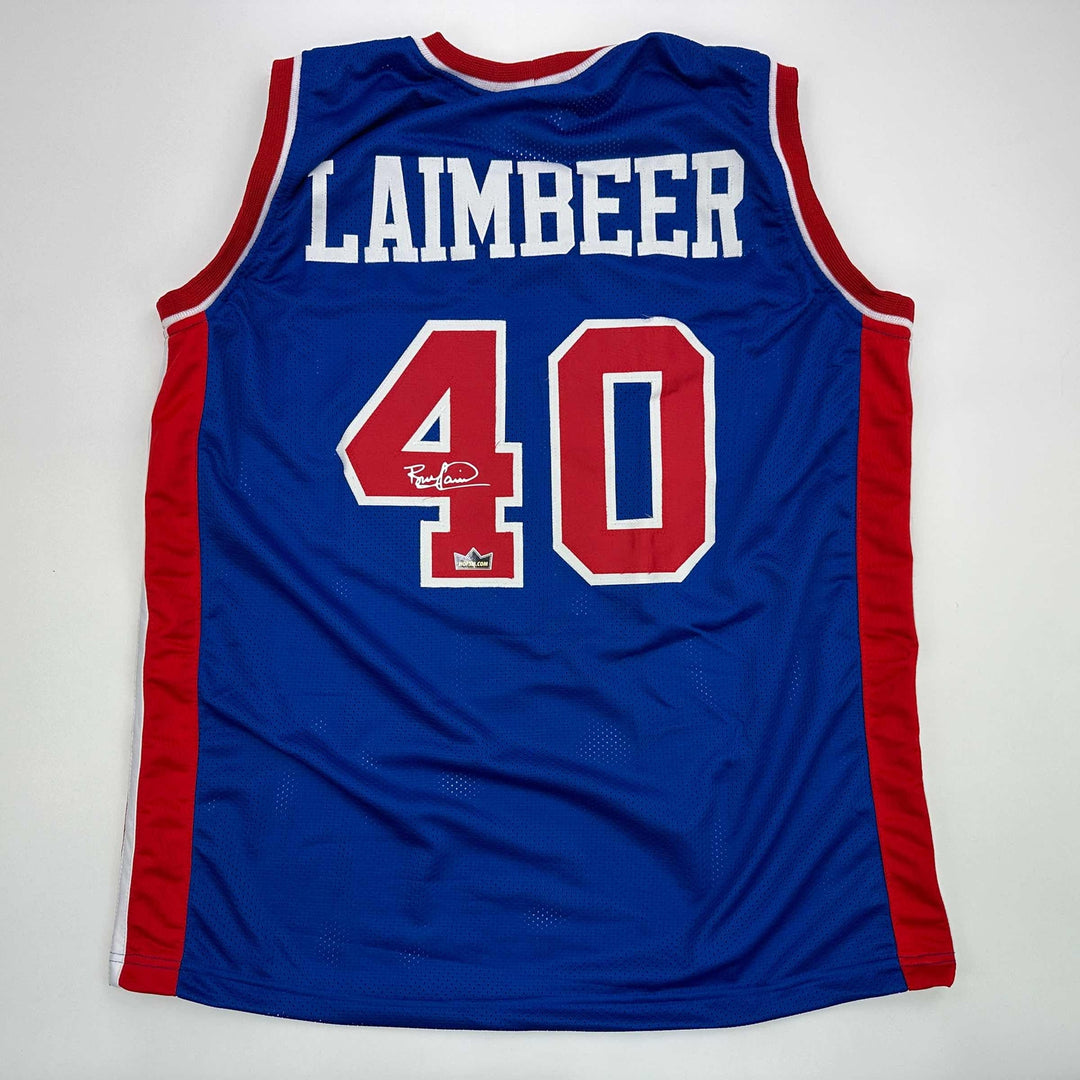 Facsimile Autographed Bill Laimbeer Detroit Blue Reprint Jersey Size Men's XL