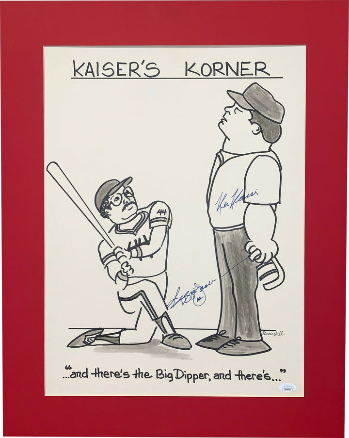 Reggie Jackson dual signed Ken Kaiser’s Corner Yankees 19.5X24 Matted - JSA RARE