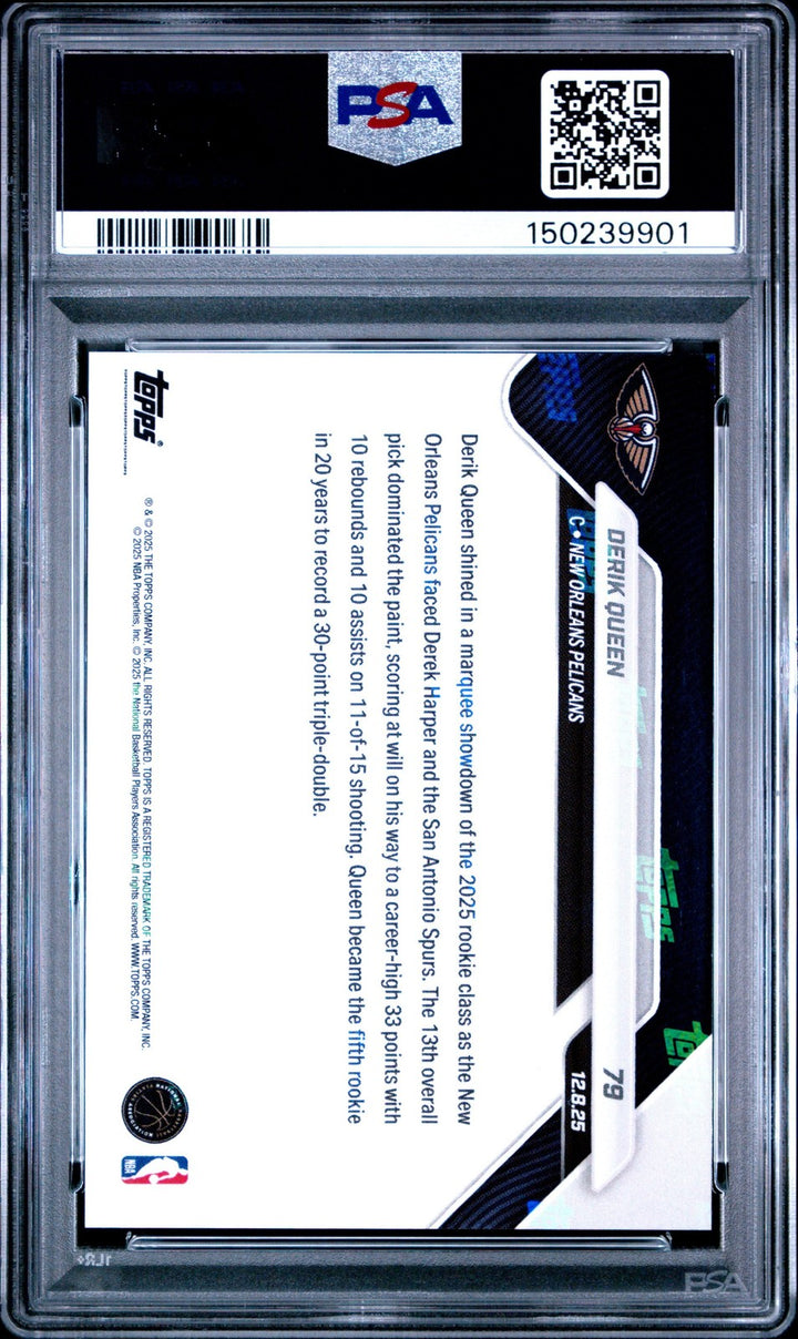 Graded 2025 Topps Now Derik Queen #79 Rookie RC Basketball Card PSA 10 Gem Mint