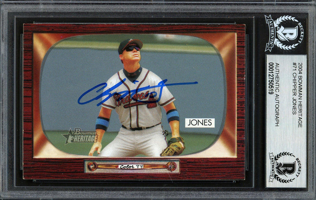 Chipper Jones Signed 2003 Bowman Heritage Card 71 Braves Beckett #12750519