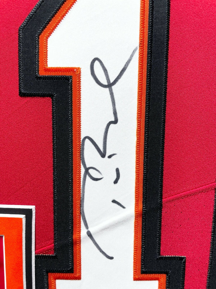 Tom Brady Autographed Tampa Bay Buccaneers Framed Jersey Red COA Fanatics Signed