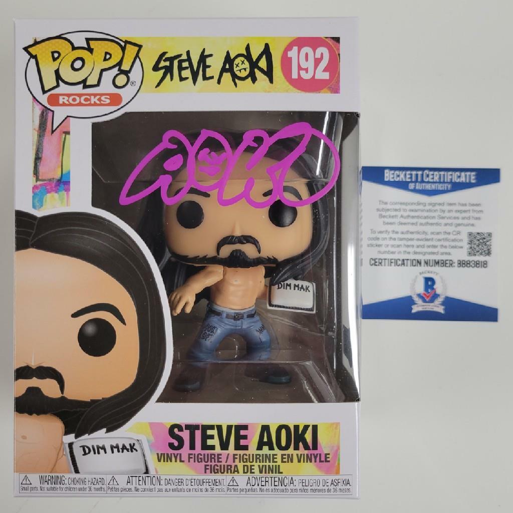 Steve Aoki signed Funko POP DJ Dim Mak Autograph Purple ~ Beckett BAS COA