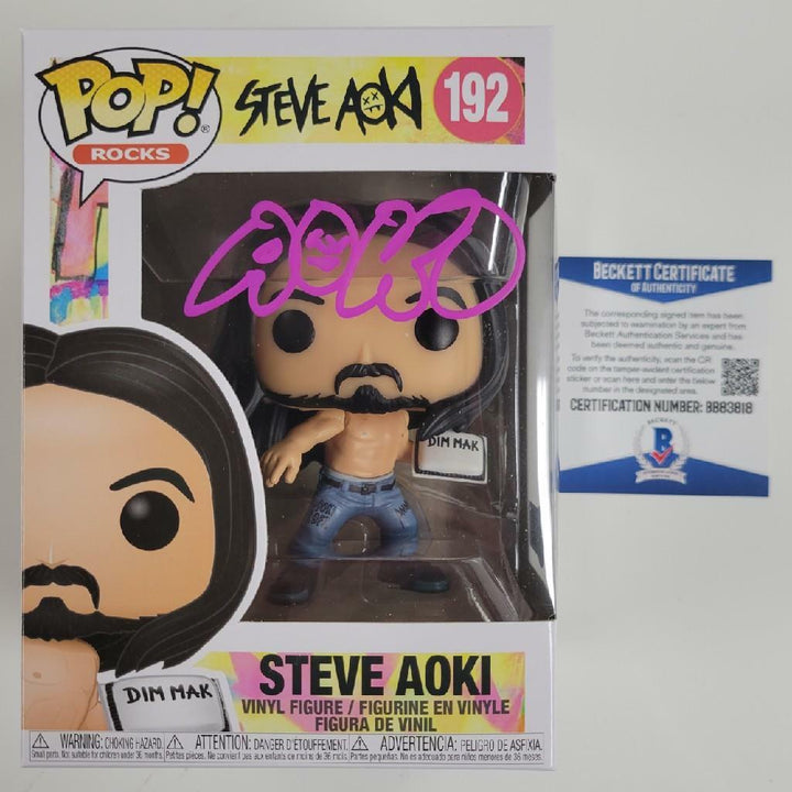 Steve Aoki signed Funko POP DJ Dim Mak Autograph Purple ~ Beckett BAS COA