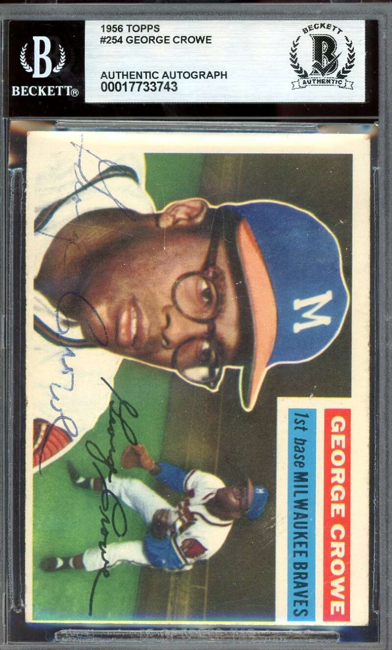 George Crowe Beckett BAS Signed 1956 Topps Autograph
