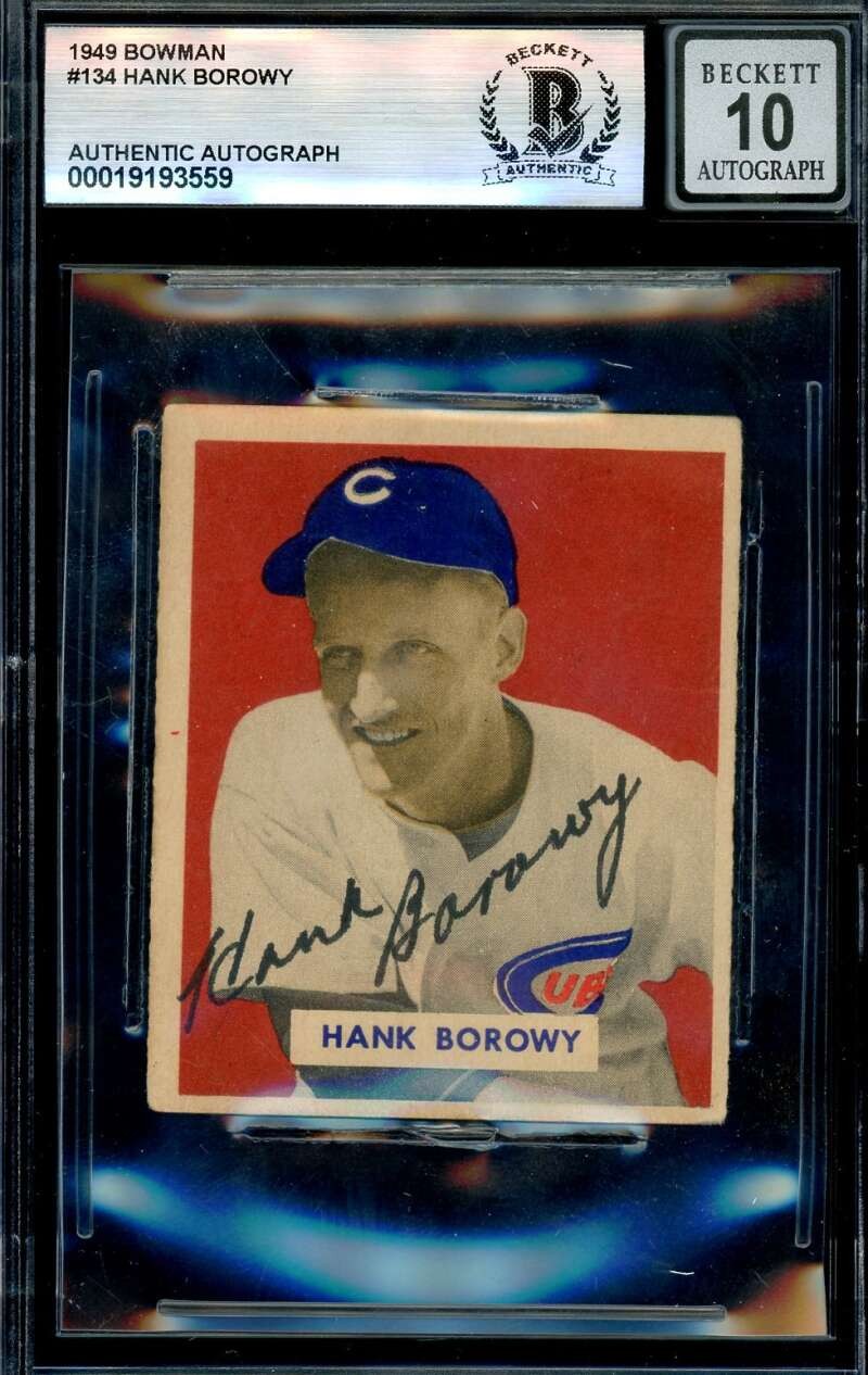 Hank Borowy Gem Mint 10 Beckett BAS Signed 1949 Bowman Autograph