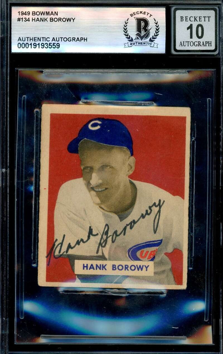 Hank Borowy Gem Mint 10 Beckett BAS Signed 1949 Bowman Autograph