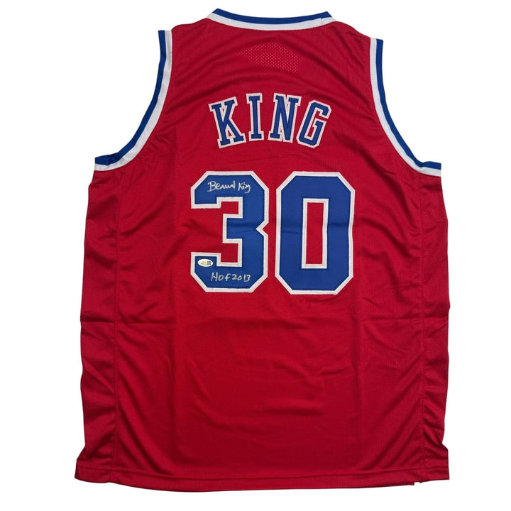 Autographed/Signed Bernard King Washington Red Basketball Jersey JSA COA