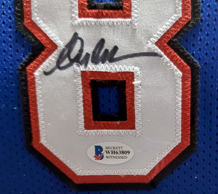 Bills Team Greats Signed Framed Blue Jersey With 3 Sigs Beckett BAS