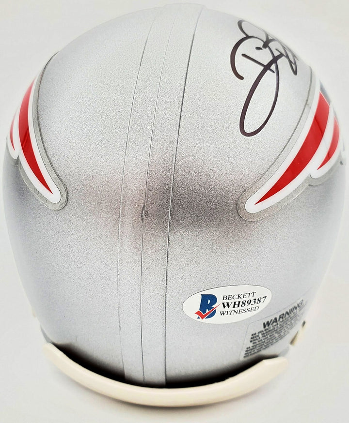 Deion Branch Autographed Signed New England Patriots Silver Mini Helmet Beckett