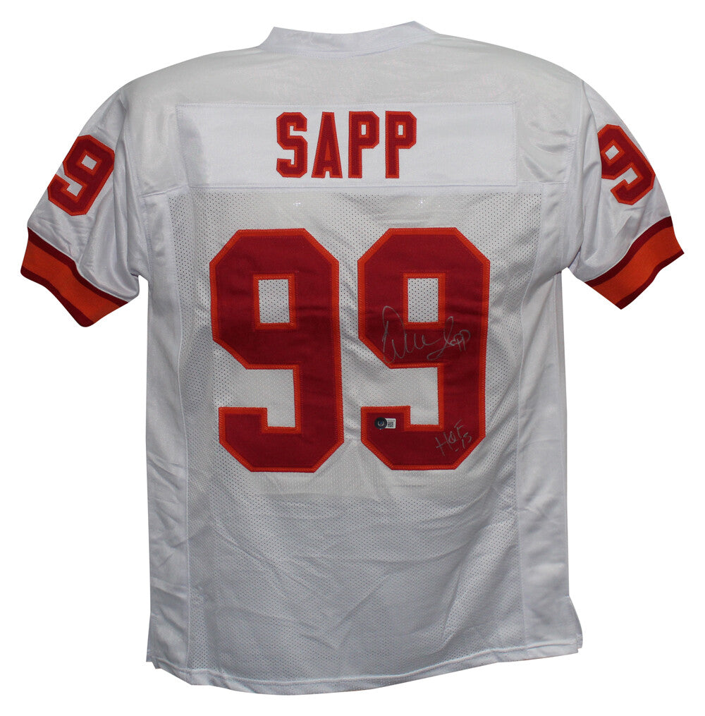Warren Sapp Autographed/Signed Pro Style White TB XL Jersey HOF Beckett 39330