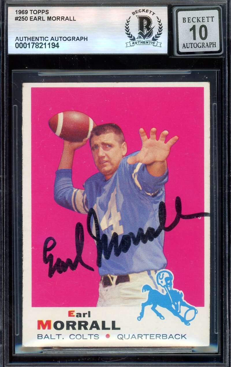 Earl Morrall Gem Mint 10 Beckett BAS Signed 1969 Topps Autograph