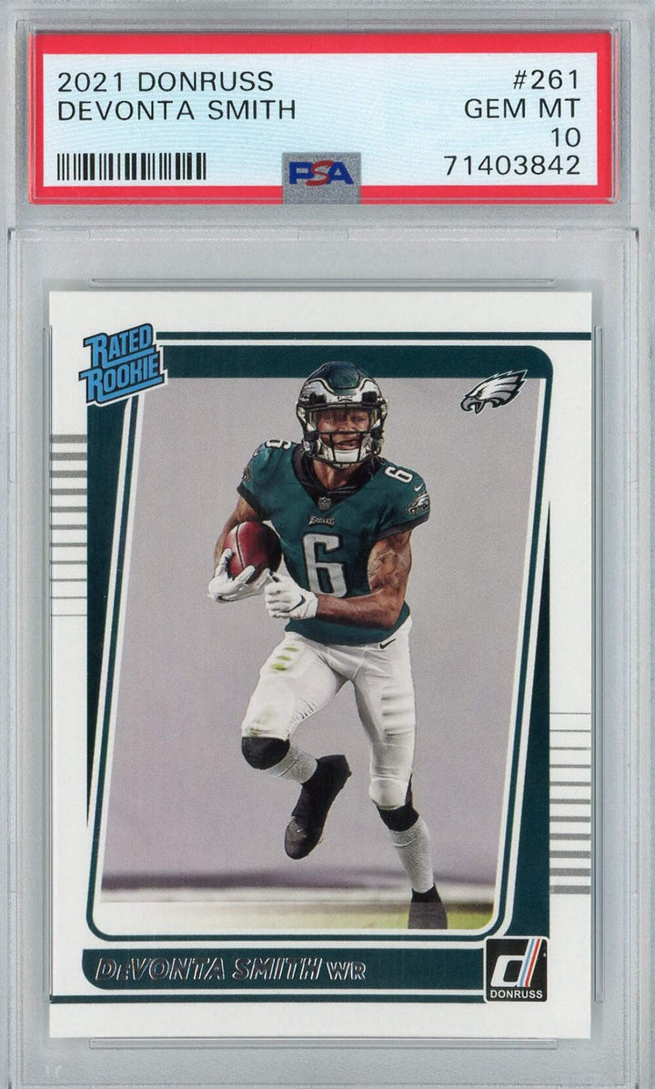 Graded 2021 Panini Donruss DeVonta Smith #261 Rookie RC Football Card PSA 10 Gem