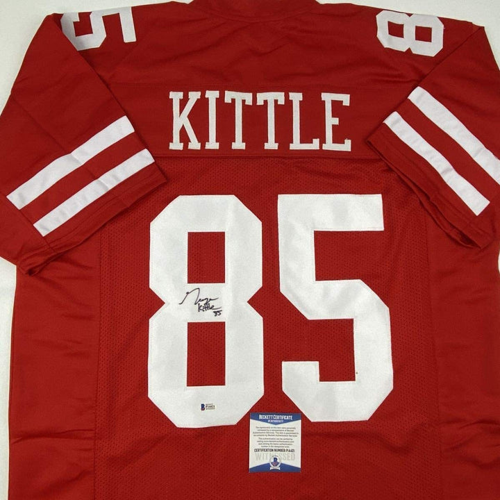Autographed/Signed GEORGE KITTLE San Francisco Red Football Jersey Beckett COA