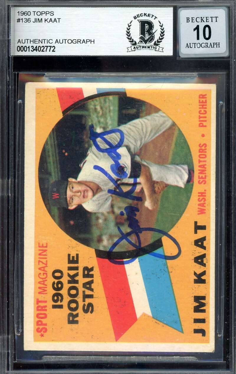 Jim Kaat Gem Mint 10 Beckett BAS Signed 1960 Topps Rookie Star Autograph
