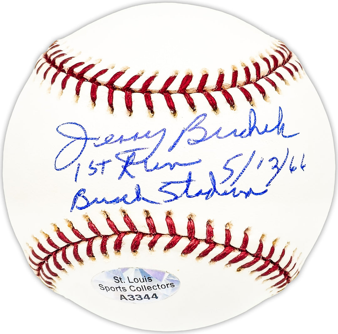 Jerry Buchek Autographed MLB Baseball Cardinals 1st Run Busch Beckett BM25237