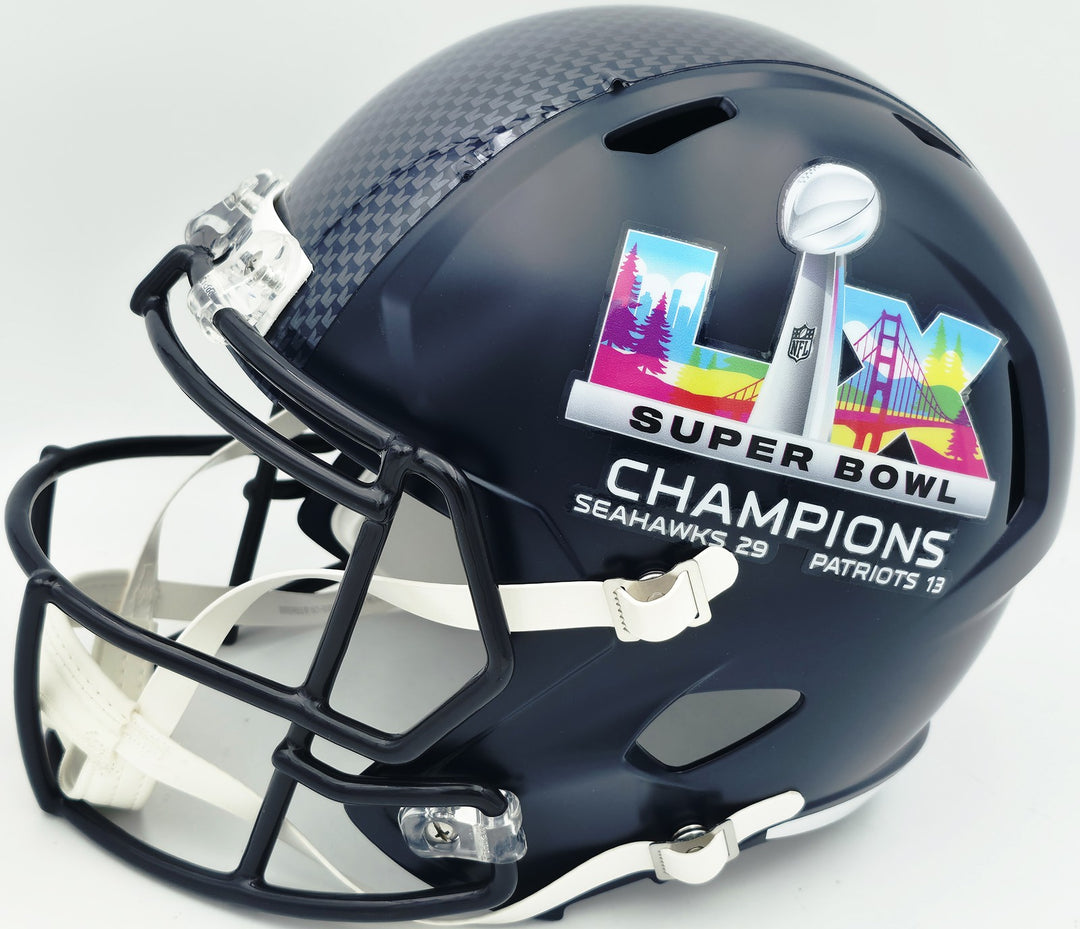 Byron Murphy II Signed Seahawks Blue SB LX Champions Logo Full Size Speed
