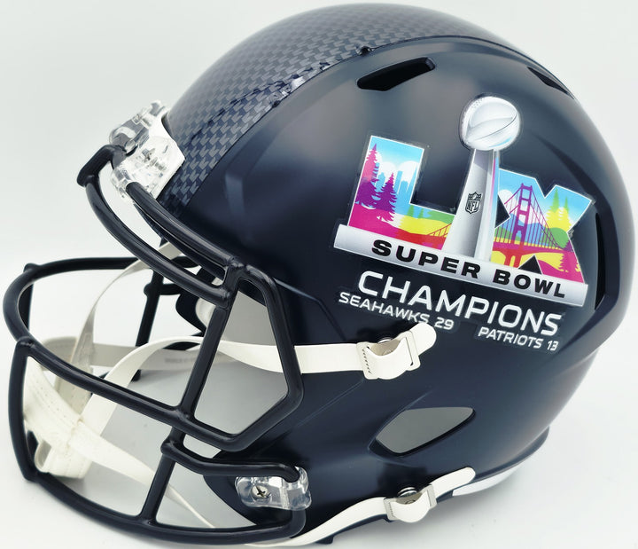 Byron Murphy II Signed Seahawks Blue SB LX Champions Logo Full Size Speed