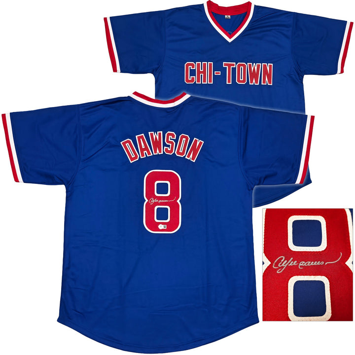 Chicago Cubs Andre Dawson Signed Blue Jersey Beckett Witness