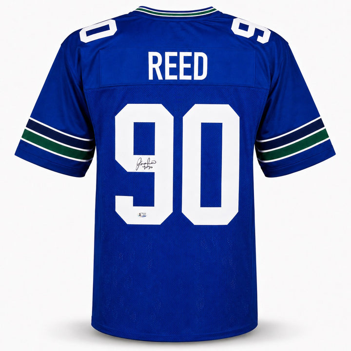 Seattle Seahawks Jarran Reed Signed Blue Throwback Jersey MCS Holo