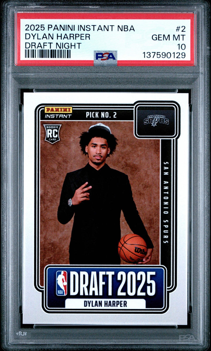 Graded 2025 Panini Instant Dylan Harper #2 Rookie RC Basketball Card PSA 10 Mint