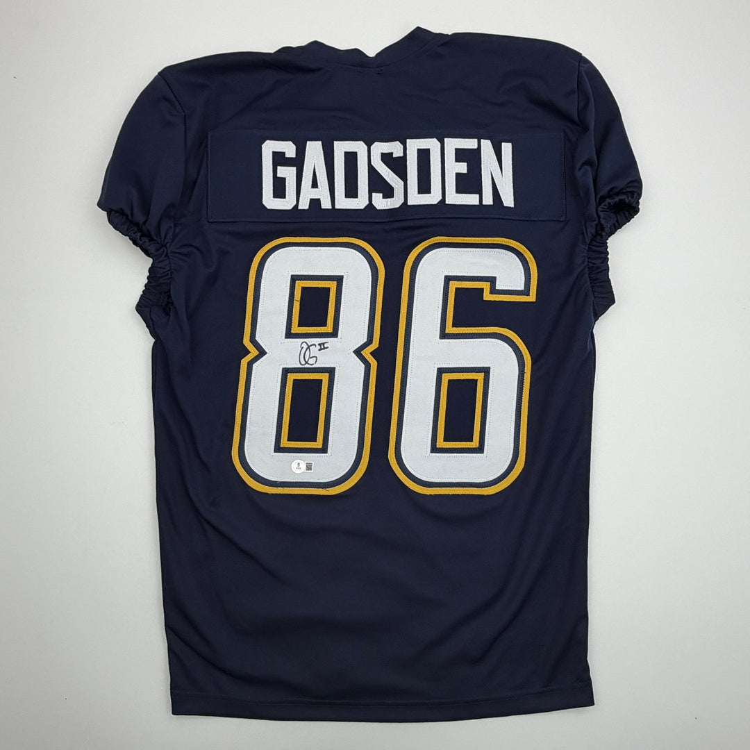 Autographed/Signed Oronde Gadsden Los Angeles Blue Cut Jersey Beckett BAS COA