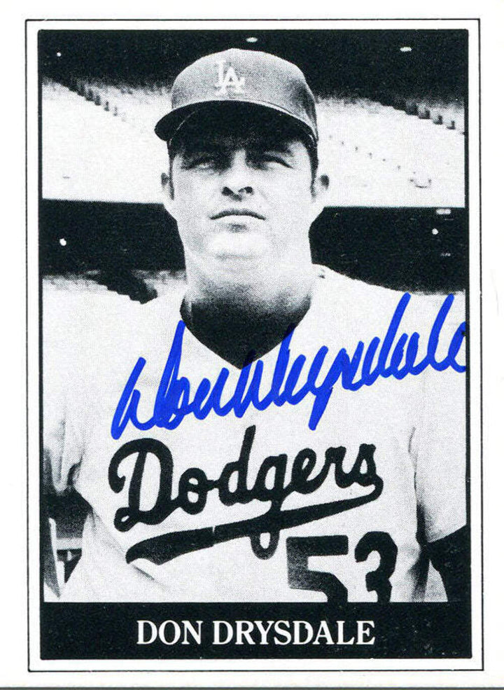 Don Drysdale Autographed Black and White Baseball Cards