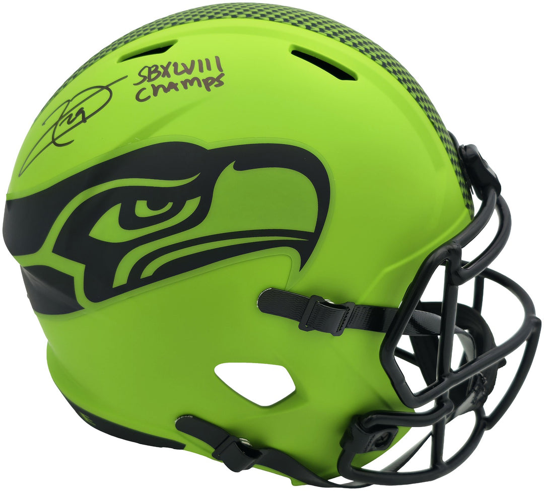 Earl Thomas III Signed Seahawks Rave Green Full Sz Rep Speed Helmet Beckett Wit