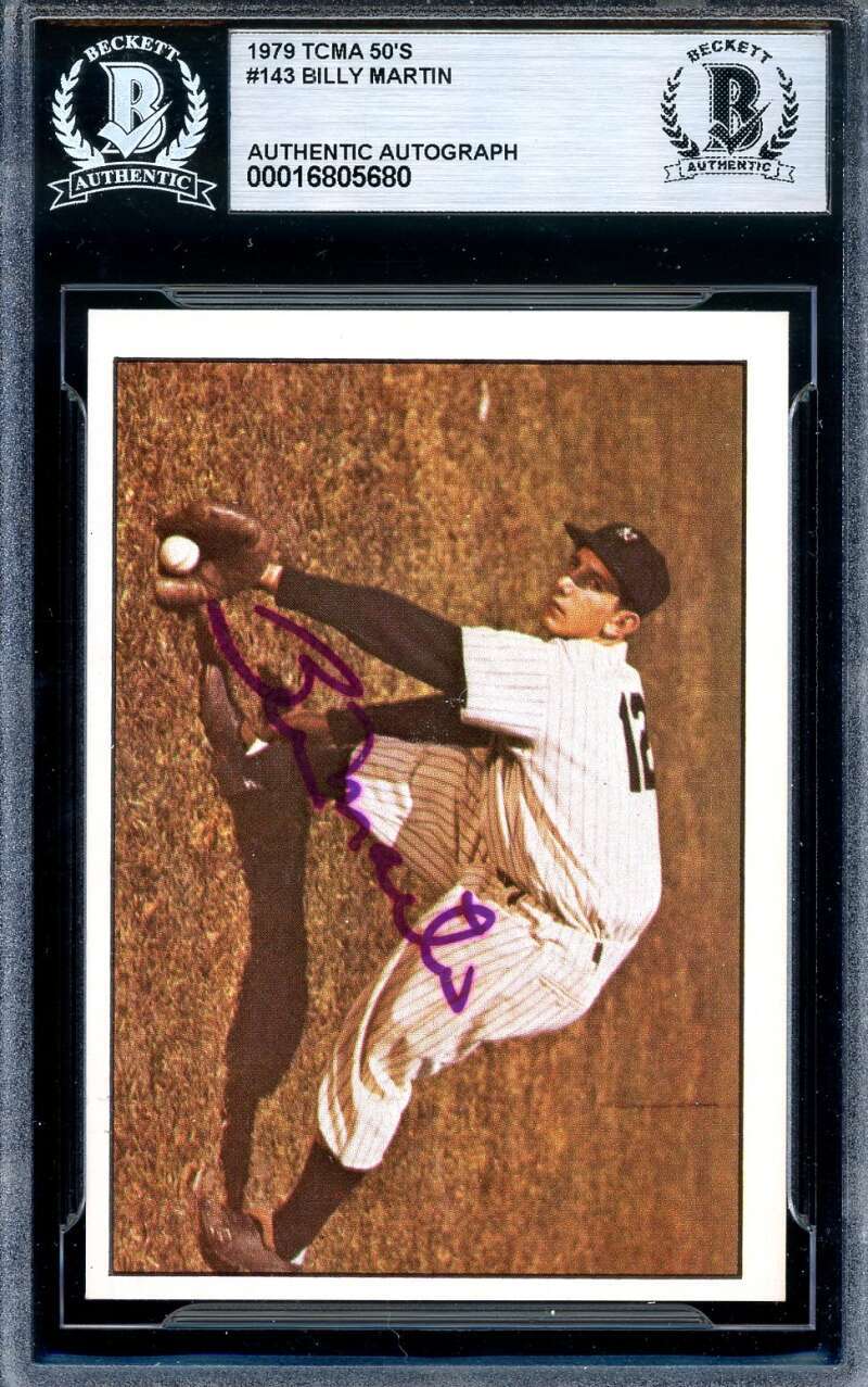 Billy Martin Beckett BAS Signed 1979 TCMA Baseball History The 50s Autograph