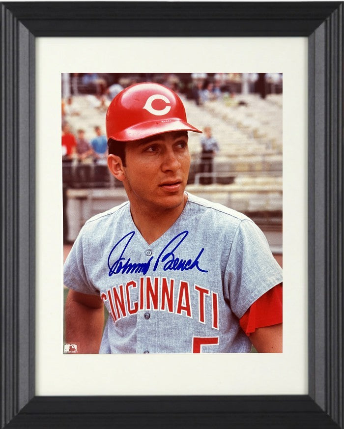 Johnny Bench signed Cincinnati Reds 8x10 Photo Framed- COA (Big Red Machine/HOF)
