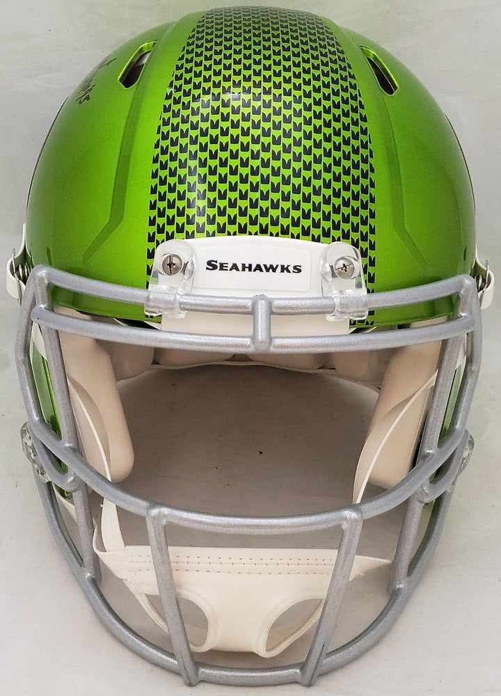 Steve Largent Auto Seahawks Flash Green Full Size Authentic Speed Helmet HOF 95