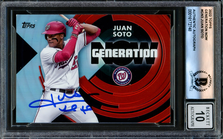 Juan Soto Autographed 2022 Topps Generation Now Card Gem 10 Auto Beckett