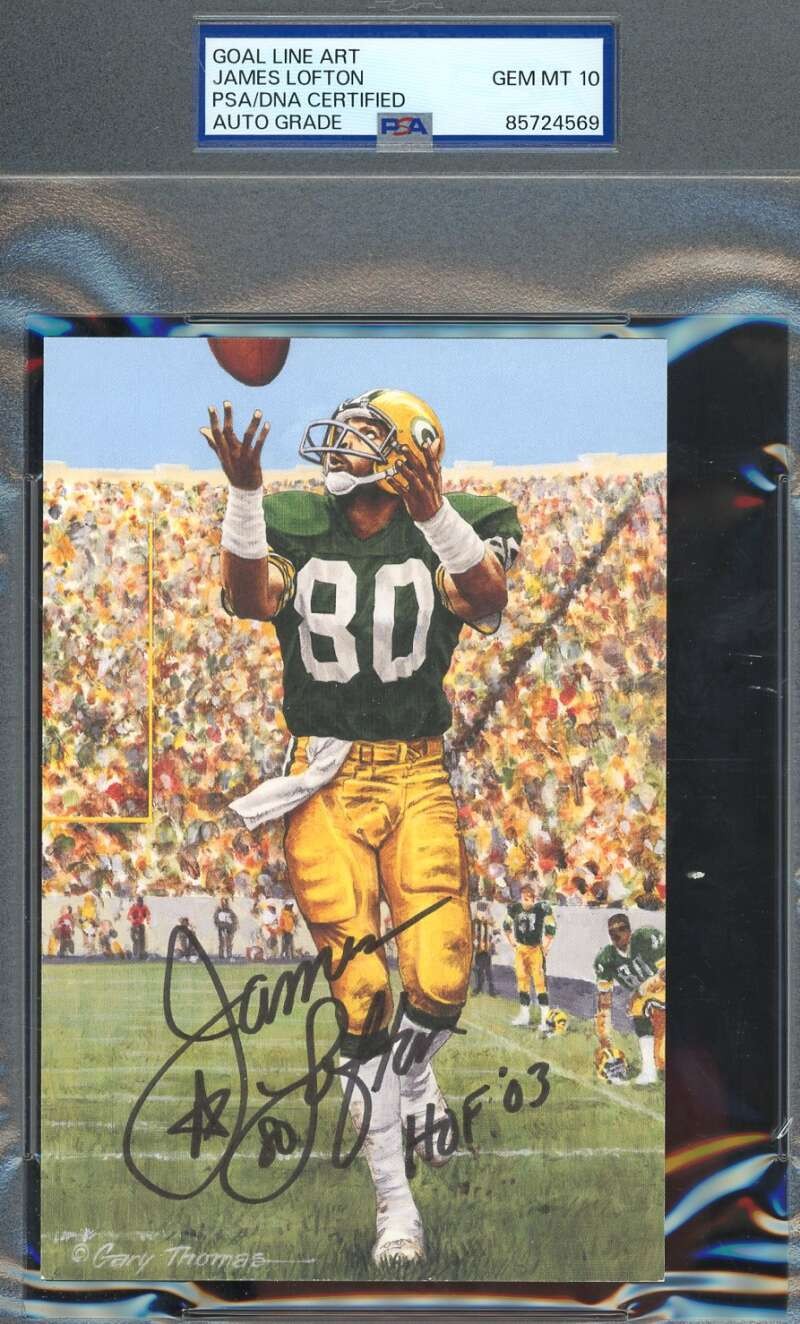 James Lofton Gem Mint 10 PSA DNA Signed Goal Line Art Card GLAC Autograph HOF 03