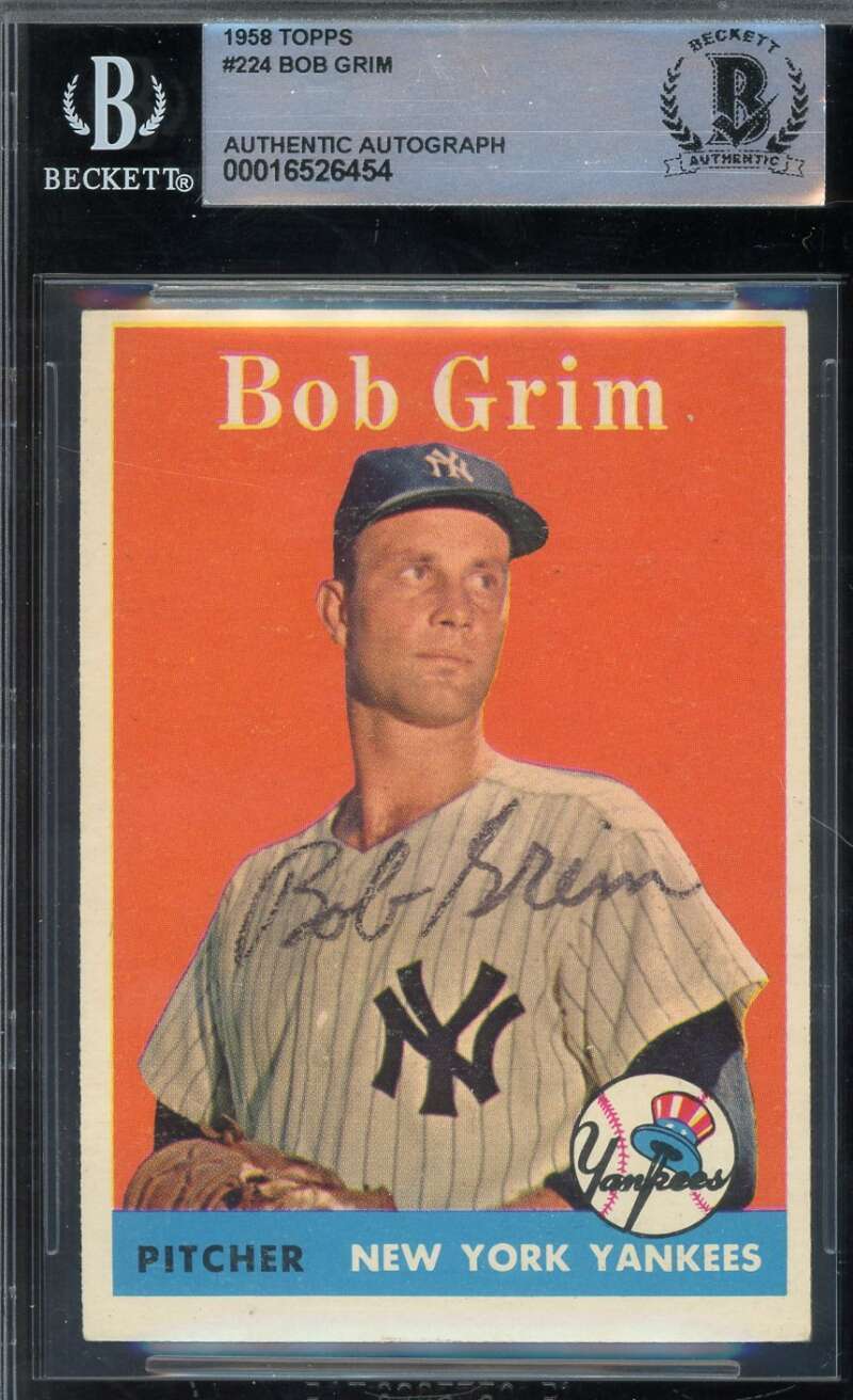 Bob Grim Beckett BAS Signed 1958 Topps Autographed