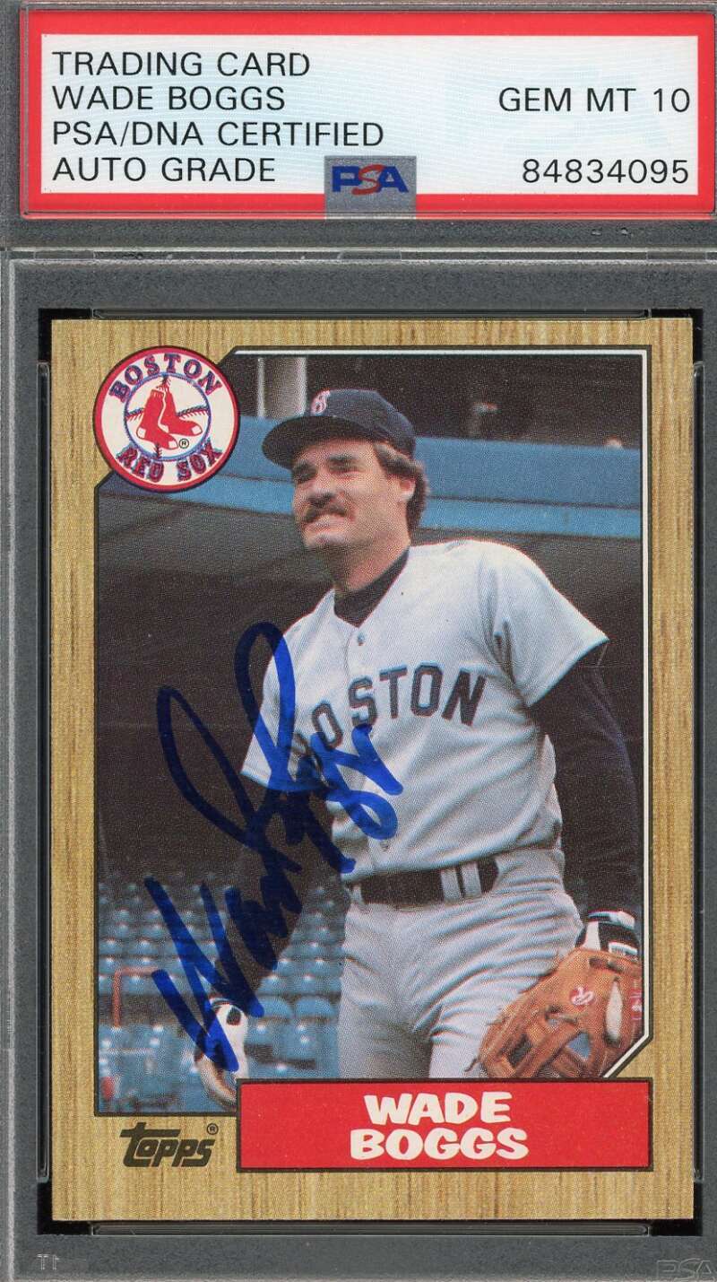 Wade Boggs Gem Mint 10 PSA DNA Signed 1987 Topps Autograph