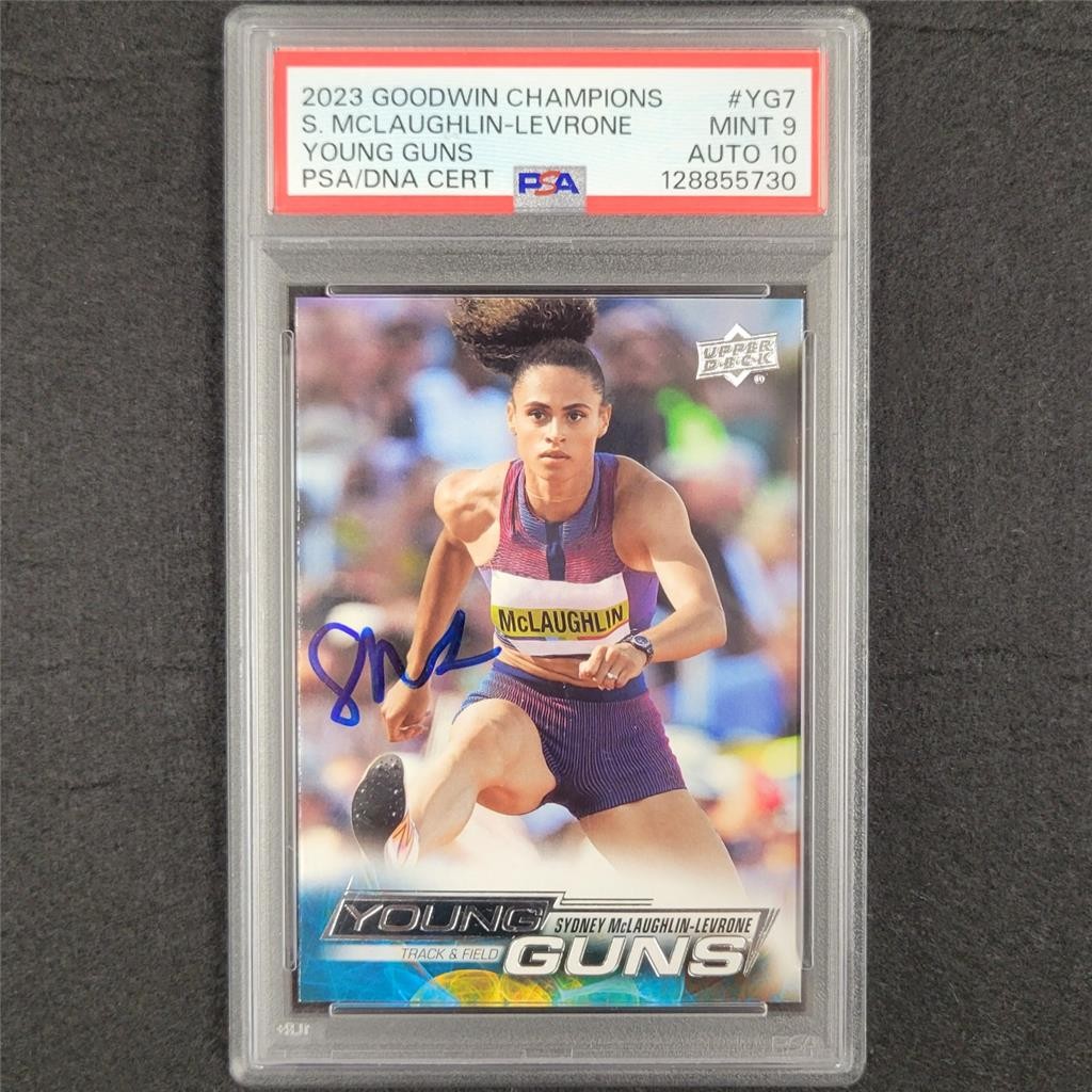 Sydney McLaughlin-Levrone signed 2023 UD Young Guns Rookie RC card PSA 9 Auto 10