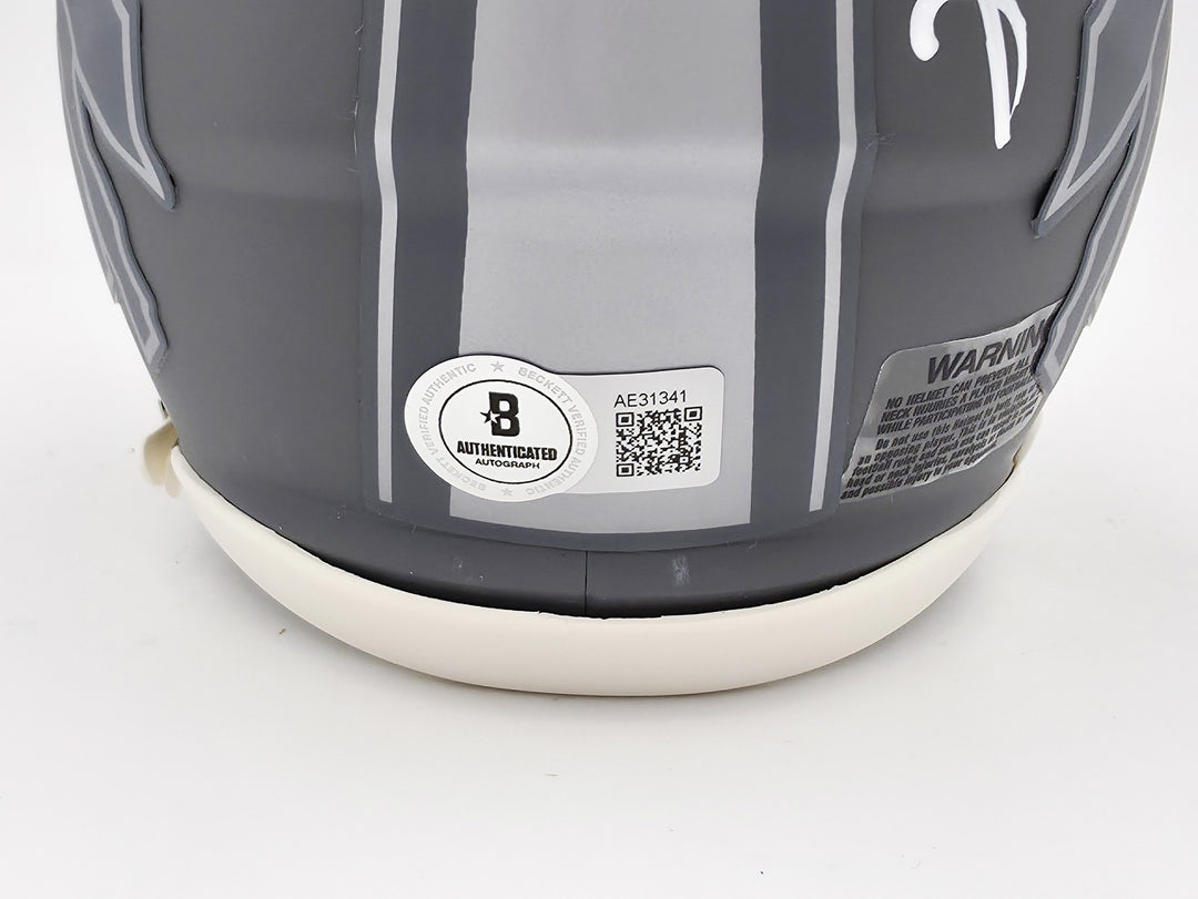 Jim Kelly Thurman Thomas Andre Reed Auto Bills Slate Gray Speed Mini Helmet BAS
