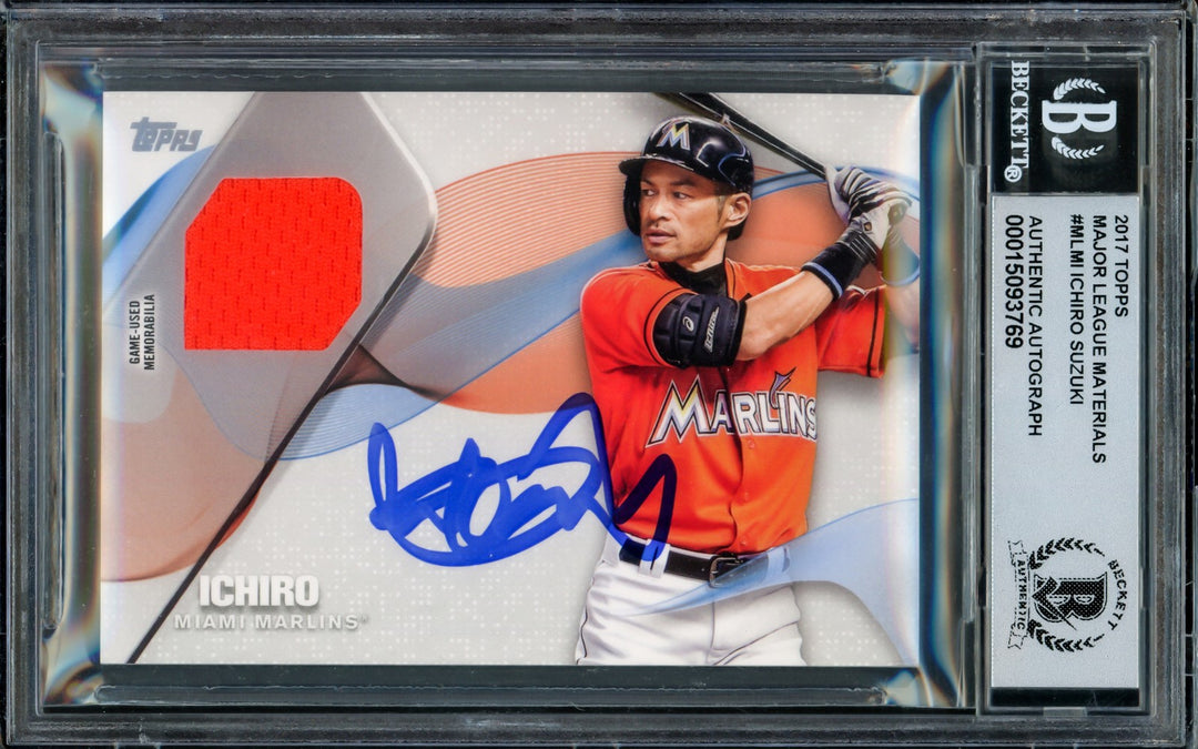 Ichiro Suzuki Signed 2017 Topps Material Relic Jersey Card MLM-1 Sig 10 Beckett