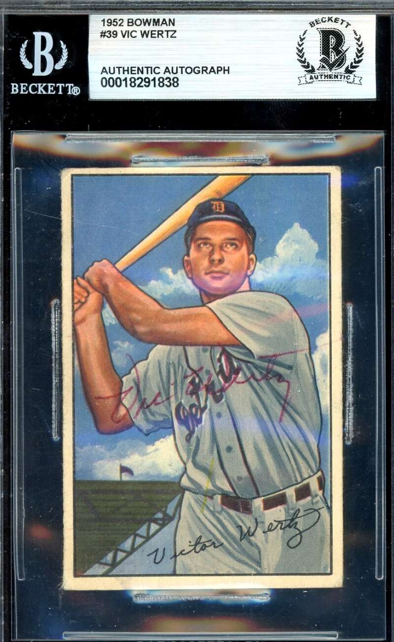 Vic Wertz Beckett BAS Signed 1952 Bowman Autograph