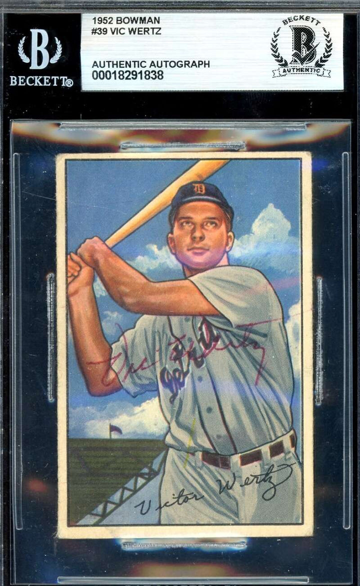 Vic Wertz Beckett BAS Signed 1952 Bowman Autograph